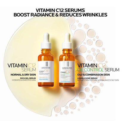 La Roche-Posay Pure Vitamin C Serum For Face With Hyaluronic Acid & Salicylic Acid, Hydrating & Brightening Serum, Boost Radiance & Reduce Wrinkles, Paraben Free